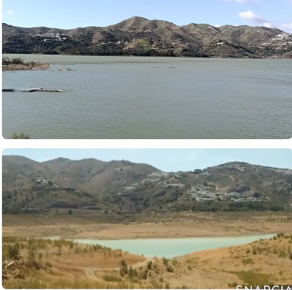 El embalse de La Viñuela pasa del 7% al 84%: el antes y el después tras el tren de borrascas 2025-2026