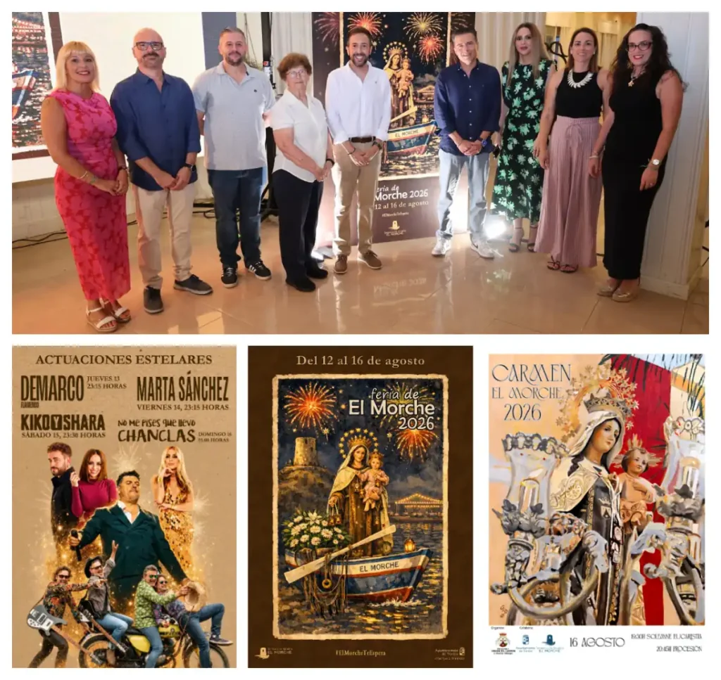 Feria de El Morche 2026 del 12 al 16 de agosto: Marta Sánchez, Demarco, Kiko y Shara y No me pises que llevo chanclas, actividades y procesión.