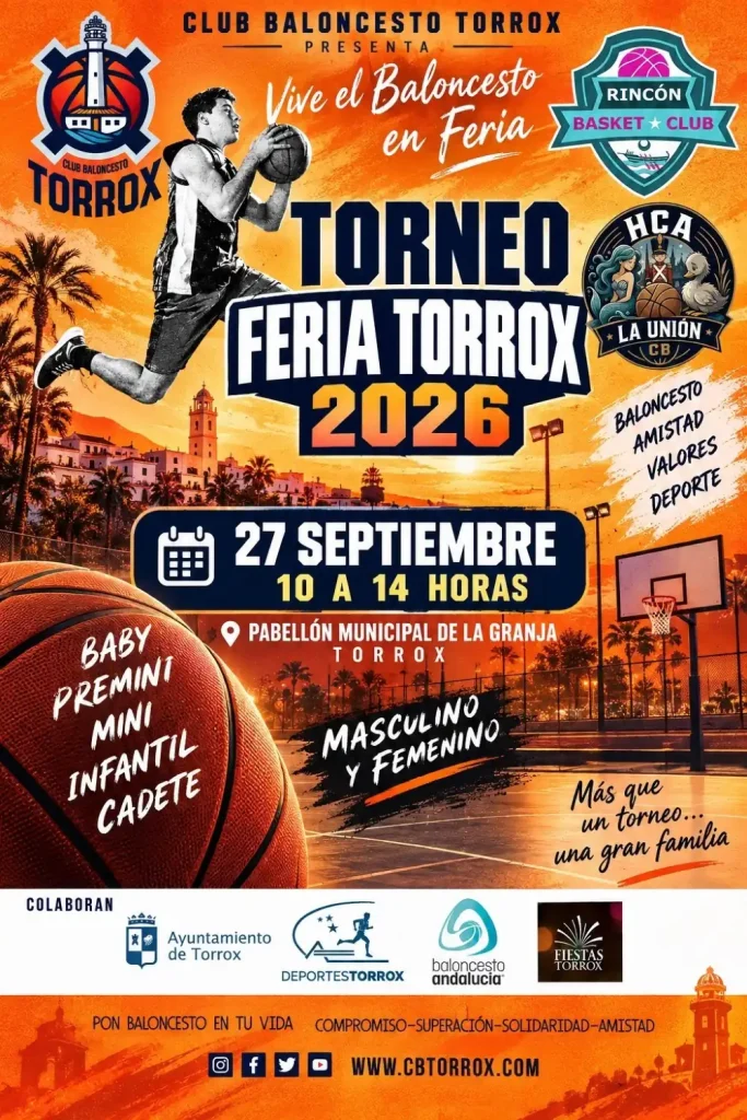 El torneo de baloncesto Feria de Torrox reunirá este domingo a más de una veintena de equipos en el Pabellón Municipal de La Granja